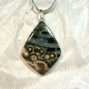 Large Ocean Jasper Pendant Necklace for Man or Woman.